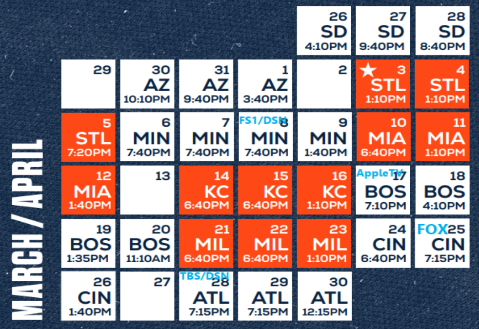 Detroit Tigers April 2026 Schedule
