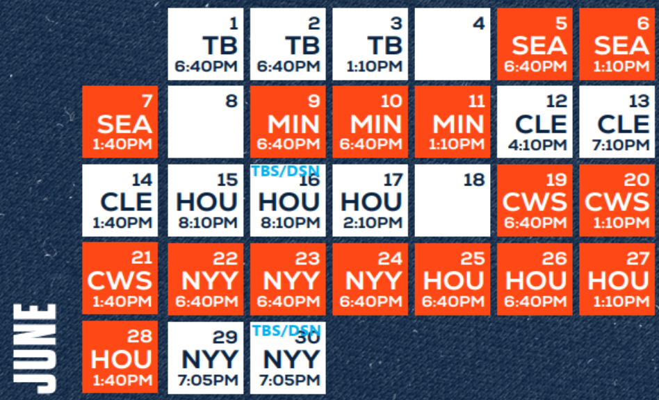 Detroit Tigers June 2026 Schedule